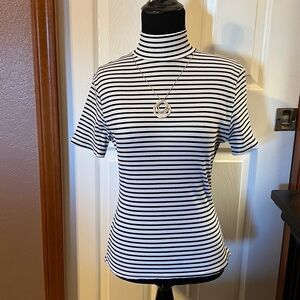 Basic Editions Black and White Striped Blouse